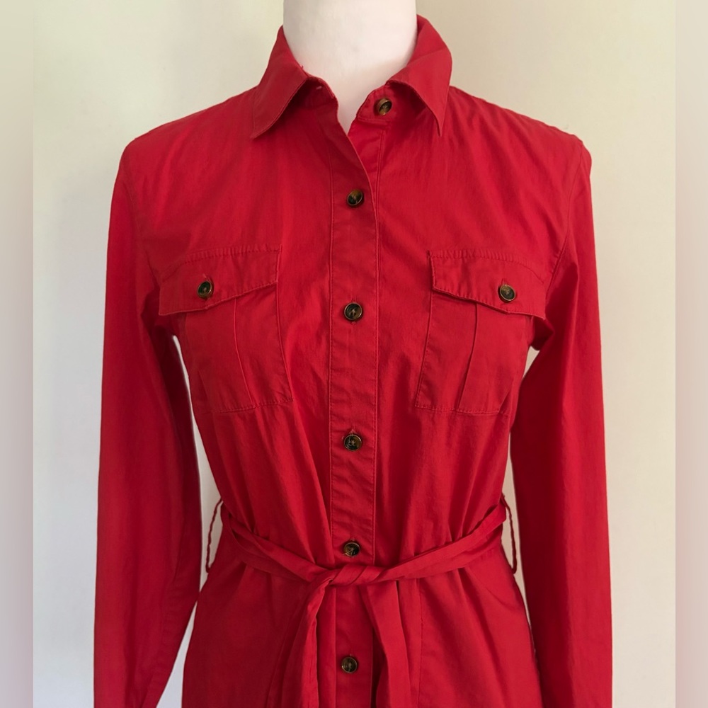 Banana Republic, Shirt Dress with Belt, Pockets and Roll Tab Sleeves, Size 4 - Picture 2 of 6